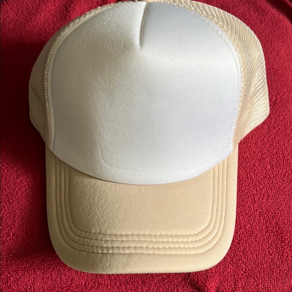 White and Tan Trucker Hat Blanket Front Panel for Design